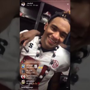 (Jerry Juedy cell video that's titled:)tua tagovailoa Football Players Celebrate in Locker Room After winning 2018 National Championship