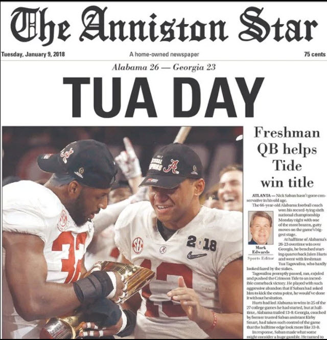 National Title edition:  The Anniston Star