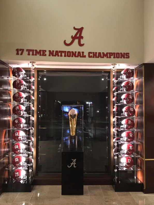 National title helmet display